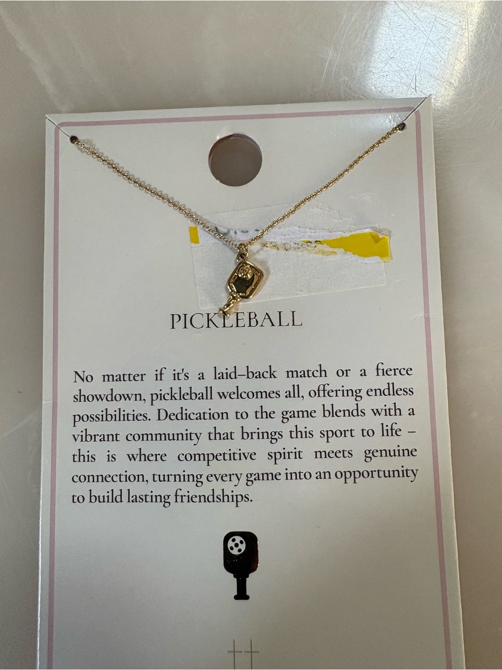 Pickleball Gold Paddle Necklace - Gold